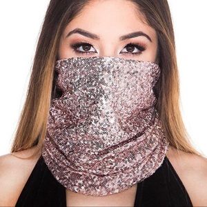 Rose gold mini-sequin face mask
